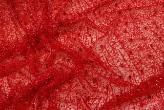 Broderie tip dantela cu perle/margele si paiete A65 - Rosu