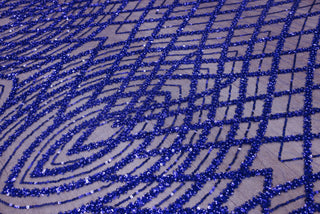 Broderie tip dantela cu perle/margele si paiete A30 - Albastru