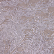 Broderie de lux tip dantela cu margele si paiete cusute manual C3 - Argintiu