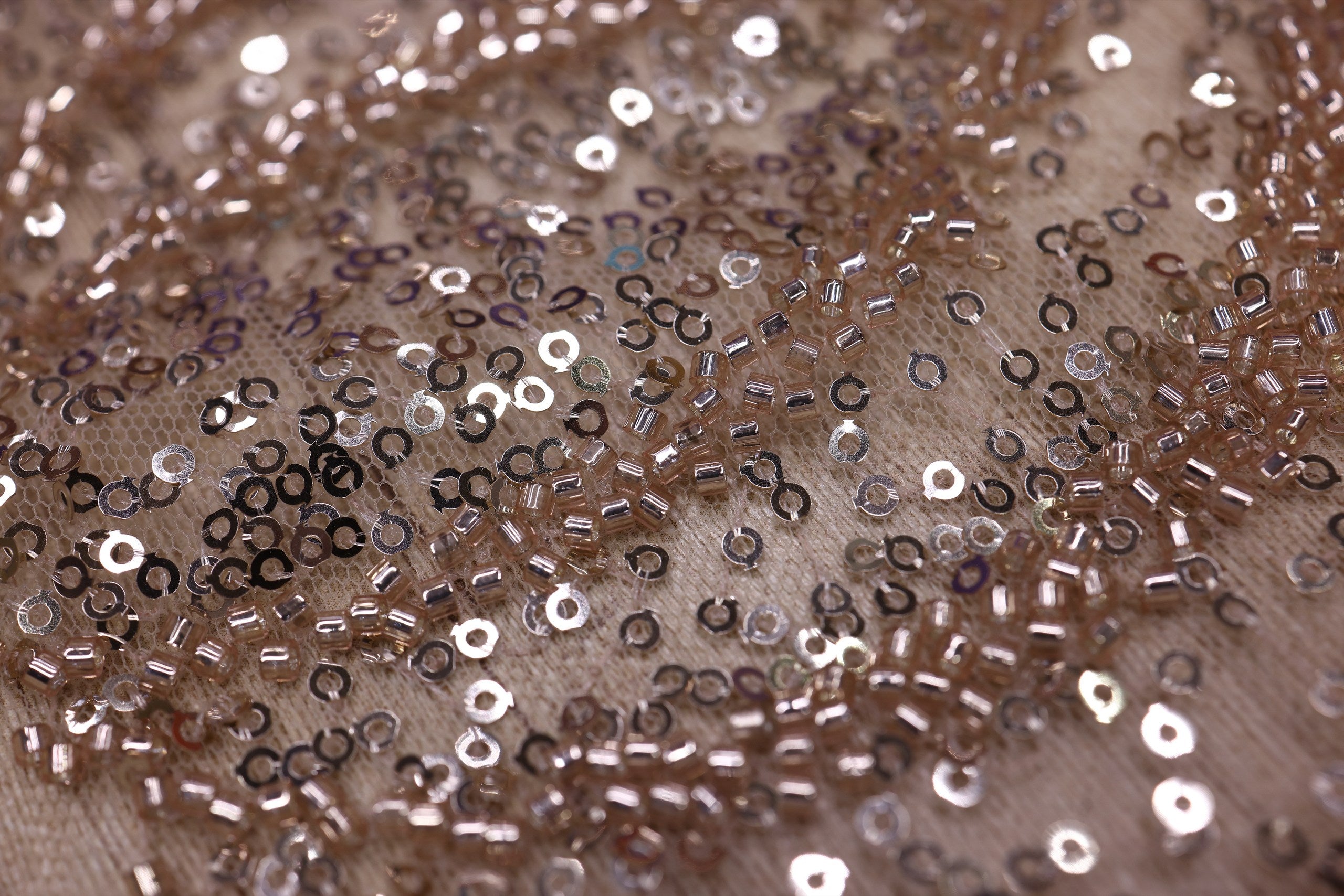 Broderie tip dantela cu perle/margele si paiete B91 - Auriu