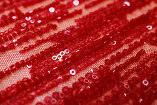 Broderie tip dantela cu perle/margele si paiete A66 - Rosu