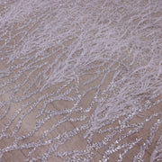 Broderie de lux tip dantela cu pene si margele cusute manual C22 - Alb.