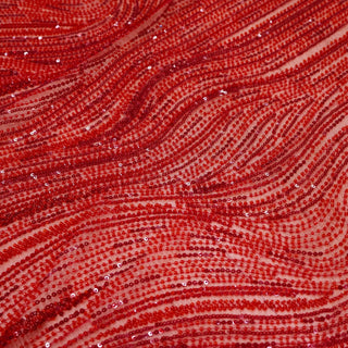 Broderie tip dantela cu perle/margele si paiete A63 - Rosu