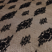 Dantelă Chantilly accesorizată manual în India  D74 - Negru