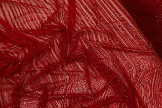 Broderie tip dantela cu perle/margele si paiete A63 - Rosu