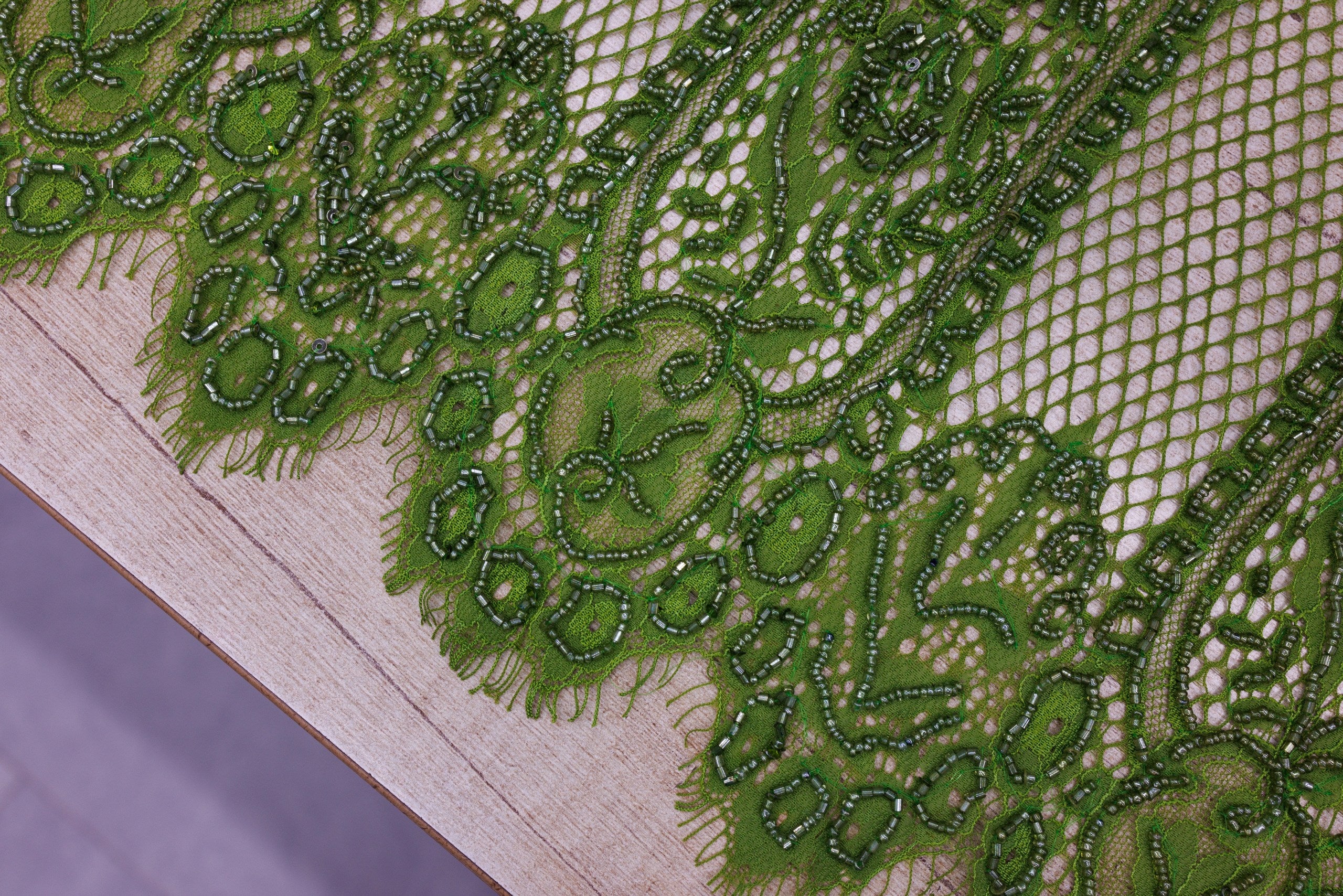 Dantelă Chantilly accesorizată manual în India D34 - Verde