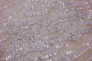 Broderie de lux tip dantela cu margele si paiete  C4 - Alb