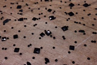 Tulle accesorizat cu pietre si cristale T3 - Negru