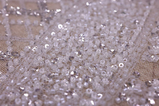 Broderie de lux tip dantela cu margele si paiete  C4 - Alb