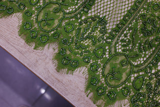 Dantelă Chantilly accesorizată manual în India D34 - Verde