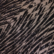 Broderie tip dantela cu perle/margele si paiete B49 - Negru