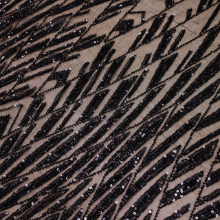Broderie tip dantela cu perle/margele si paiete B49 - Negru