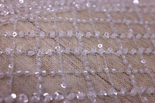 Broderie de lux tip dantela cu margele si paiete  C4 - Alb