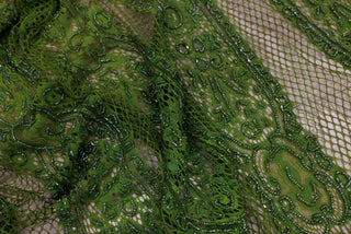 Dantelă Chantilly accesorizată manual în India D34 - Verde