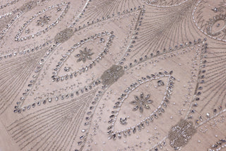 Broderie de lux tip dantela cu pietre pretioase, perle si margele C23 - Argintiu