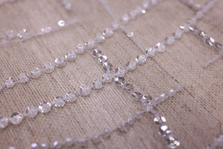 Broderie de lux tip dantela cu margele si paiete  C4 - Alb