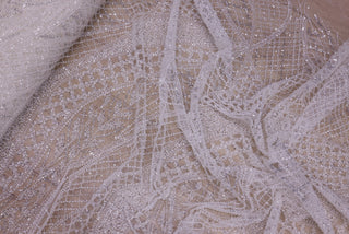 Broderie de lux tip dantela cu margele si paiete  C4 - Alb