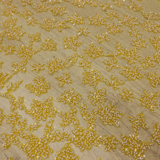 Broderie tip dantela cu perle/margele si paiete B50 - Galben