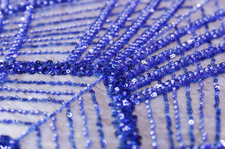 Broderie tip dantela cu perle/margele si paiete M15 - Albastru