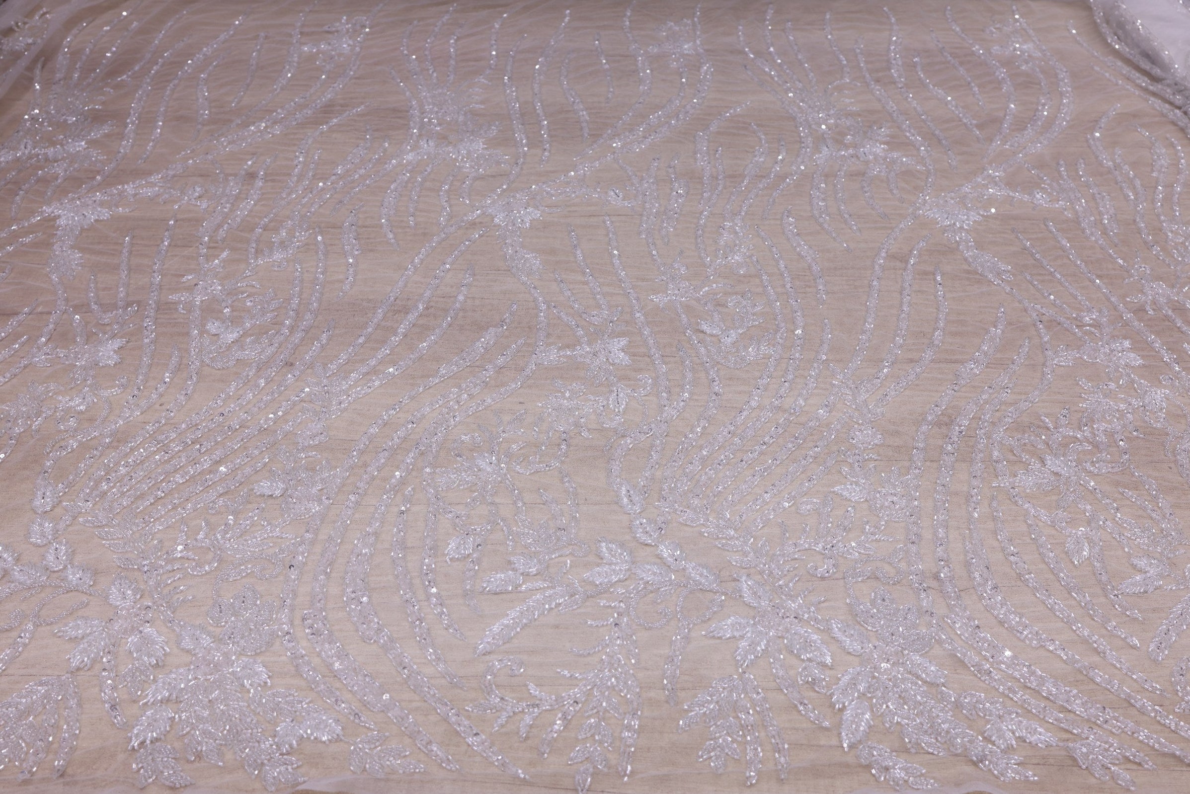 Broderie de lux tip dantela din margele   C24 - Argintiu