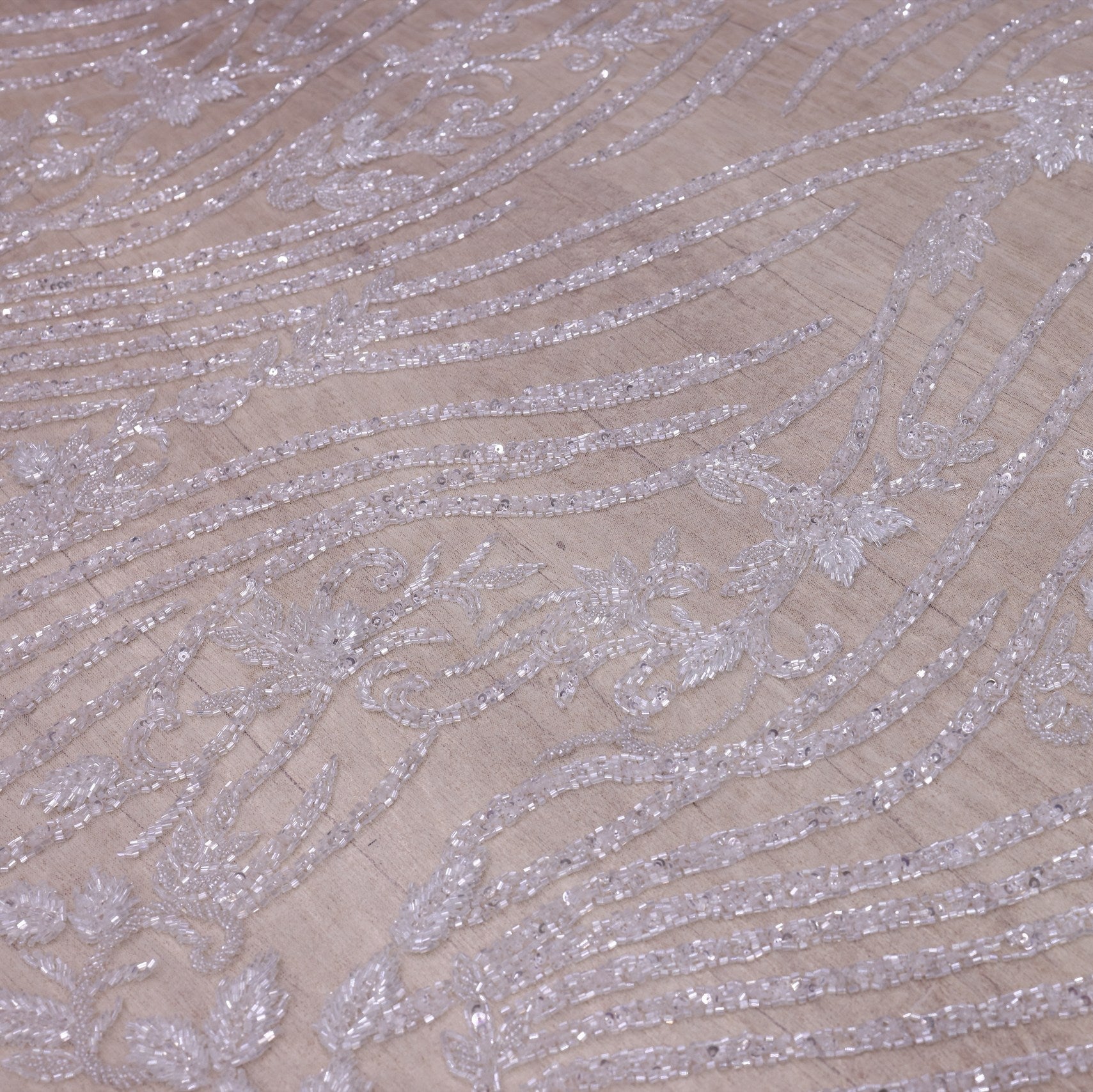 Broderie de lux tip dantela din margele   C24 - Argintiu
