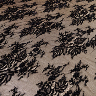 Dantelă Chantilly accesorizată manual în India D77 - Negru