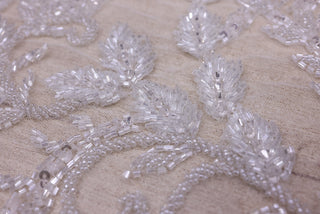 Broderie de lux tip dantela din margele   C24 - Argintiu