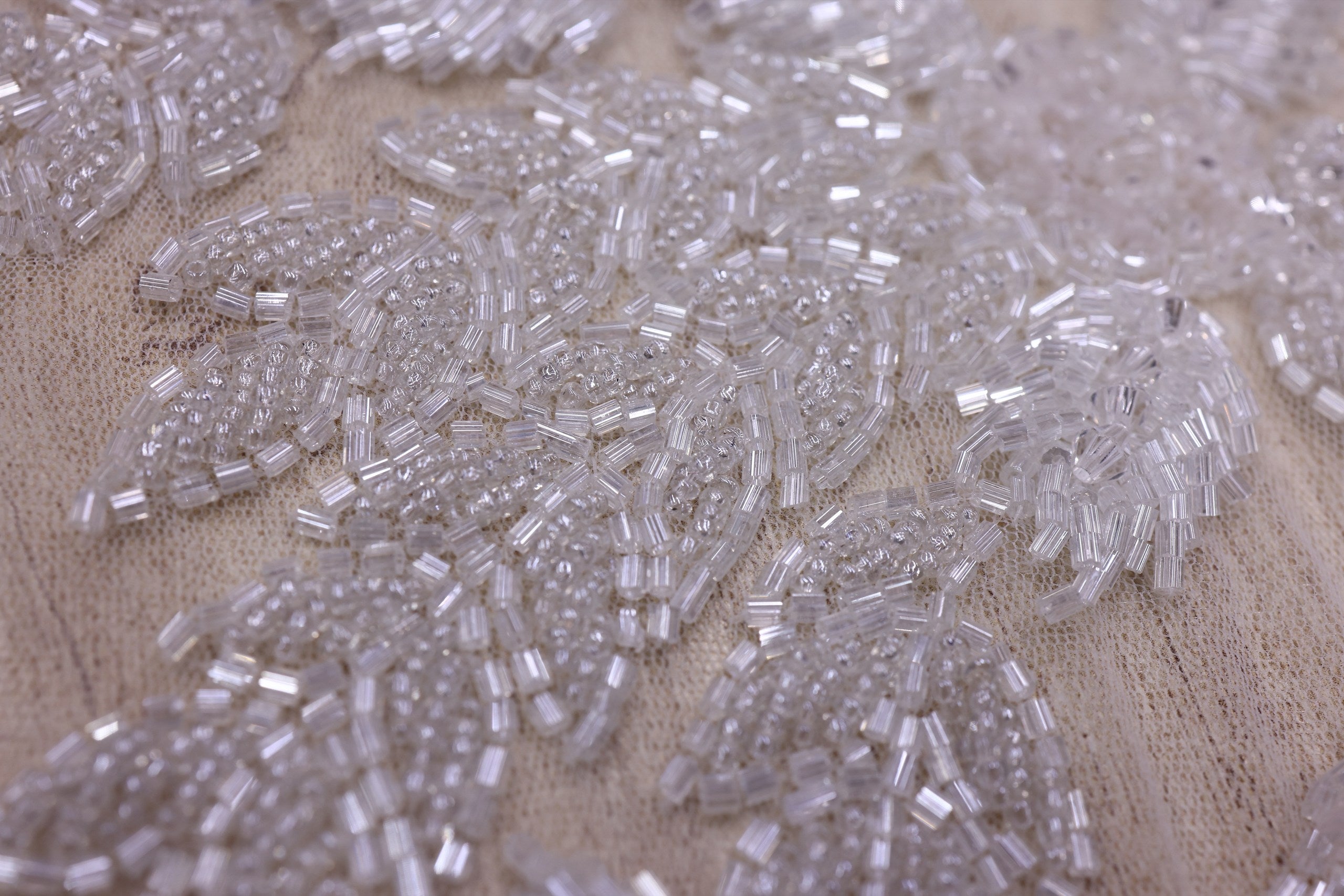 Broderie de lux tip dantela din margele   C24 - Argintiu
