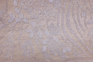 Broderie de lux tip dantela din margele   C24 - Argintiu