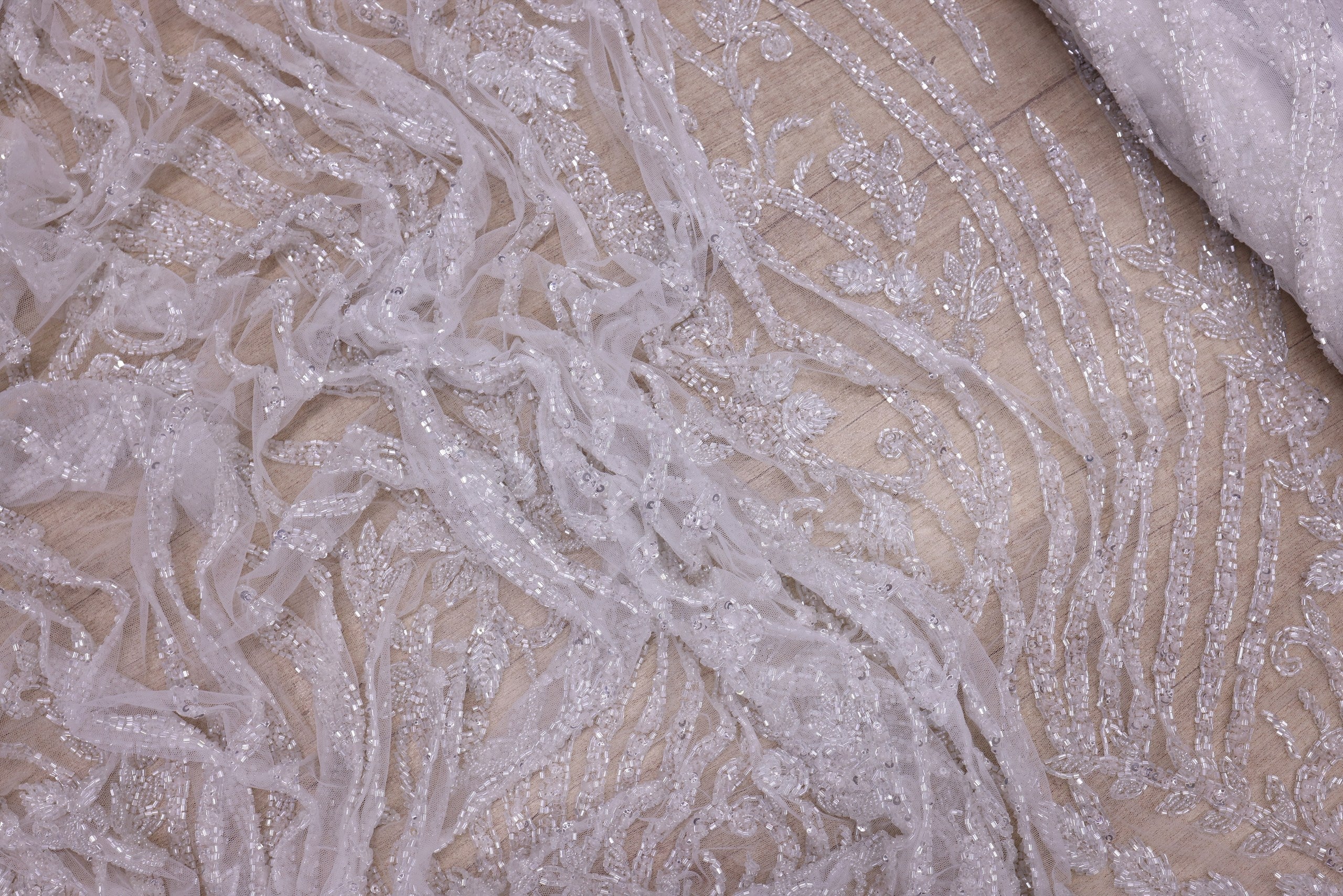 Broderie de lux tip dantela din margele   C24 - Argintiu