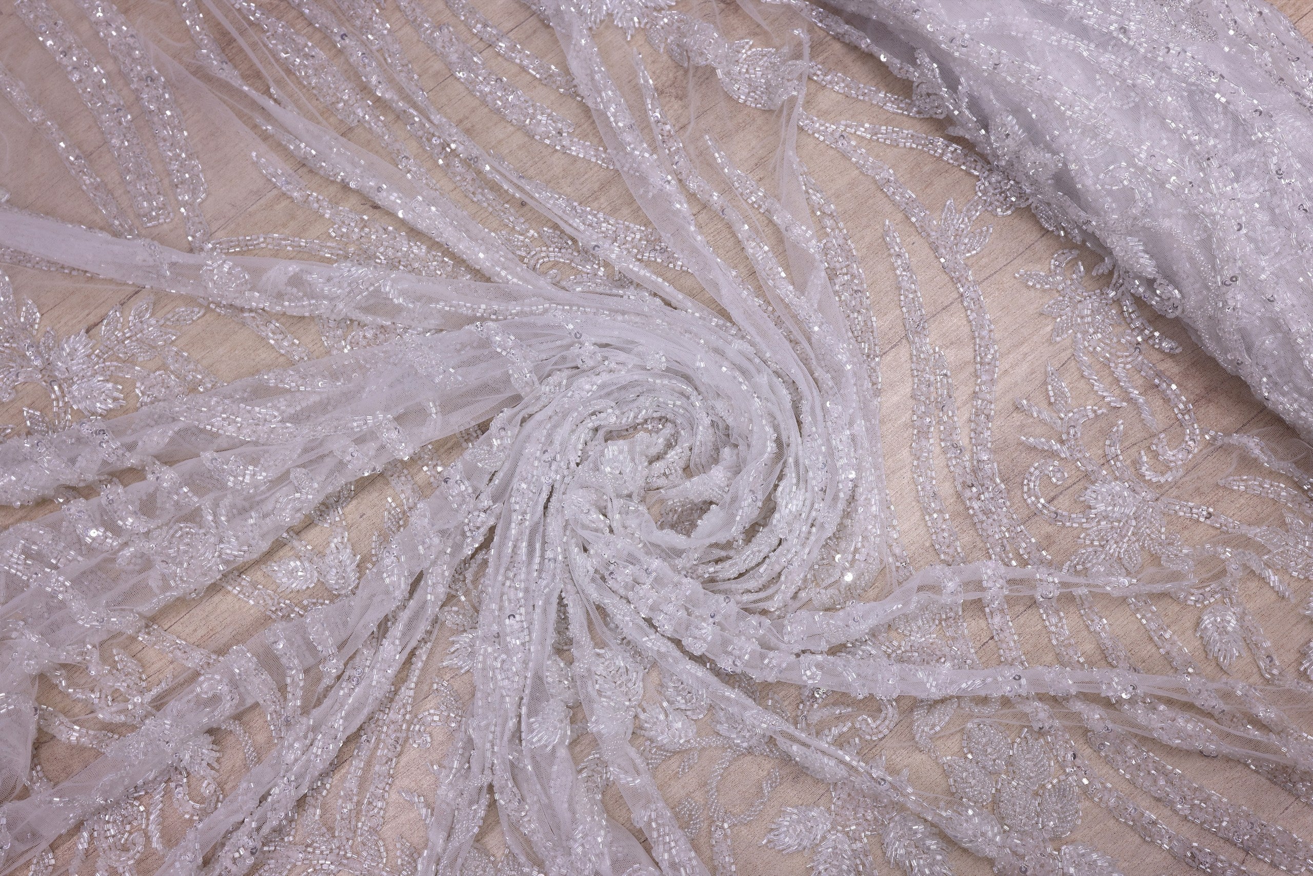 Broderie de lux tip dantela din margele   C24 - Argintiu