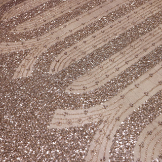 Broderie tip dantela cu margele si paiete A70 - Auriu