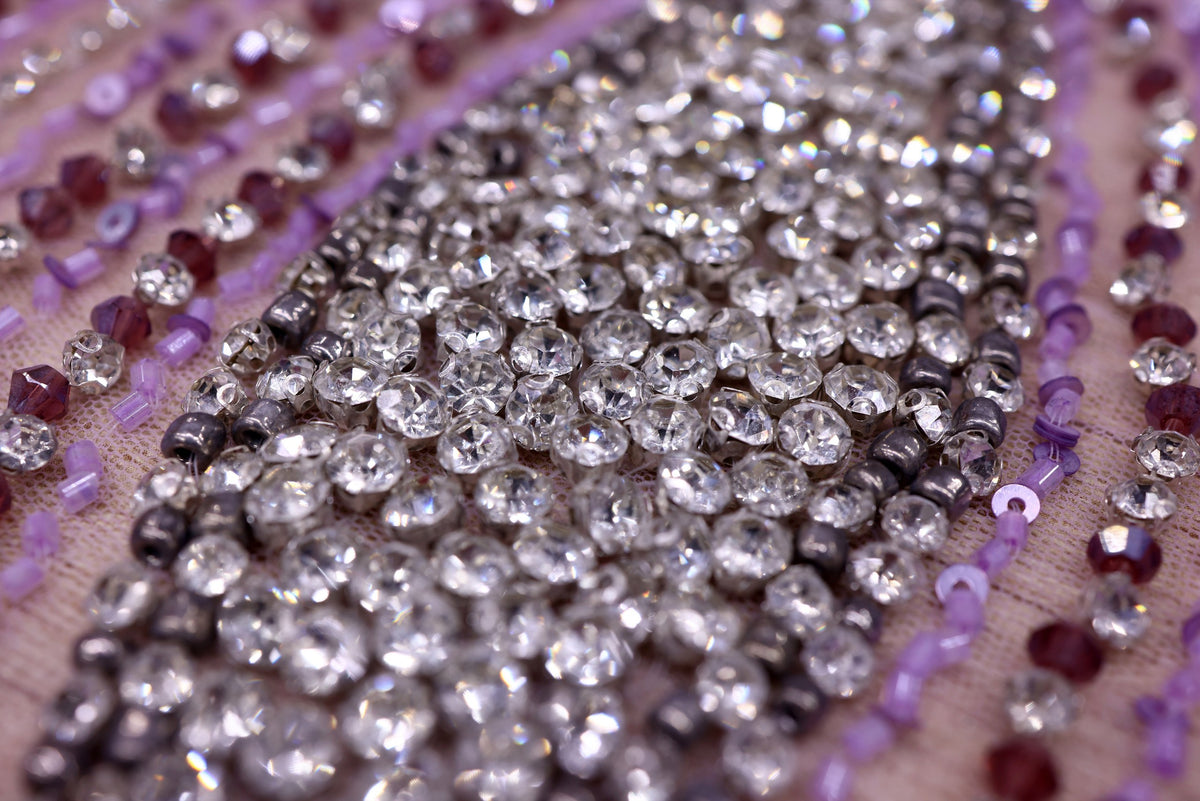 Broderie de lux tip dantela cu strasuri/pietre pretioase E61 - Mov