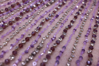 Broderie de lux tip dantela cu strasuri/pietre pretioase E61 - Mov