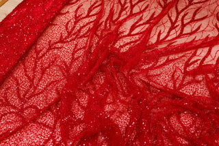 Broderie tip dantela cu perle/margele si paiete A69 - Rosu