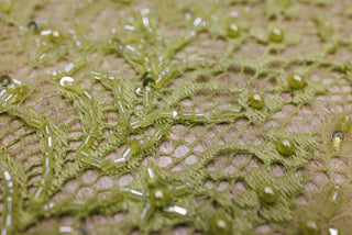Dantelă Chantilly accesorizată manual în India D37 - Verde Olive