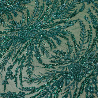Broderie tip dantela cu perle/margele si paiete B53 - Verde