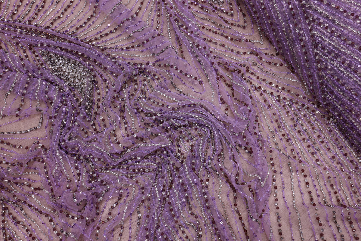 Broderie de lux tip dantela cu strasuri/pietre pretioase E61 - Mov