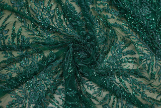 Broderie tip dantela cu perle/margele si paiete B53 - Verde