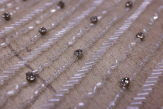 Broderie de lux tip dantela cu pietre pretioase, perle si margele  C26 - Argintiu