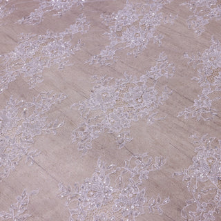 Dantelă Chantilly accesorizată manual în India D10 - Alb
