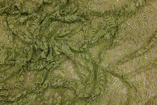 Dantelă Chantilly accesorizată manual în India D37 - Verde Olive