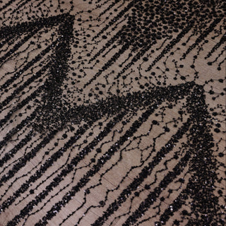 Broderie tip dantela cu perle/margele si paiete B54 - Negru