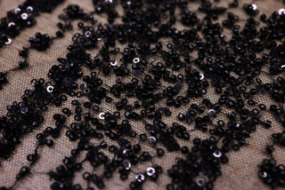 Broderie tip dantela cu perle/margele si paiete B54 - Negru