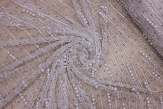 Broderie de lux tip dantela cu pietre pretioase, perle si margele  C26 - Argintiu