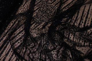 Broderie tip dantela cu perle/margele si paiete B54 - Negru