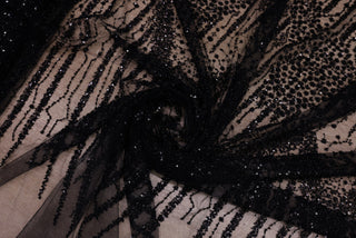 Broderie tip dantela cu perle/margele si paiete B54 - Negru