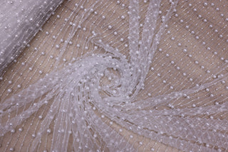Broderie de lux tip dantela cu perle si margele cusute manual C27 - Alb