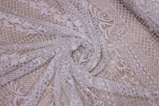 Broderie de lux tip dantela cu cristale si margele cusute manual C29 - Argintiu