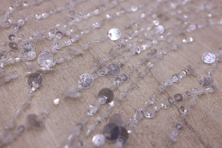 Broderie de lux tip dantela cu margele si paiete cusute manual C30 - Argintiu